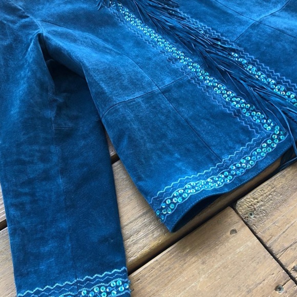 Vintage Teal Leather Margaret Godfrey Jacket - Picture 2 of 3